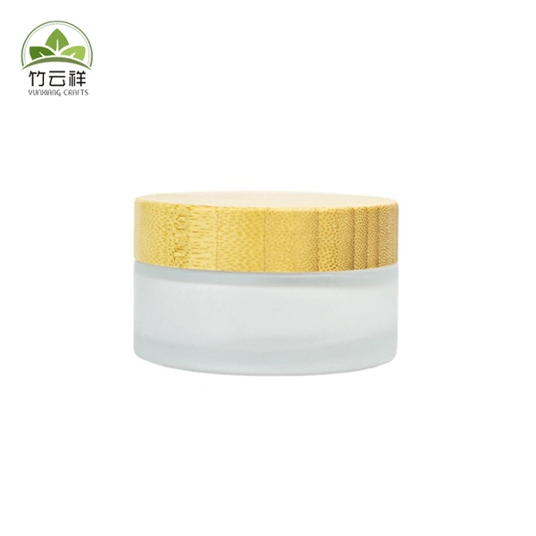 Glass Cosmetic Jars With Bamboo Lids